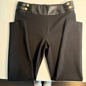 Skinny Pants INC International Concepts Mixed-Media Pull-On Ponte Black Womens L